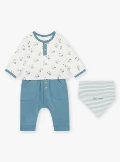 Suits And Ensembles-Sergent Major Ecru T-shirt, blue pants and ecru and blue bandana