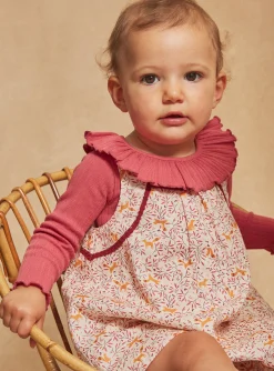 Dress | Dress-Sergent Major Ecru twill pinafore dress with floral and fox print