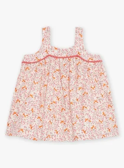 Dress | Dress-Sergent Major Ecru twill pinafore dress with floral and fox print