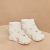 Hat, Mittens-Sergent Major Ecru velvet birth slippers