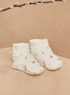 Hat, Mittens-Sergent Major Ecru velvet birth slippers