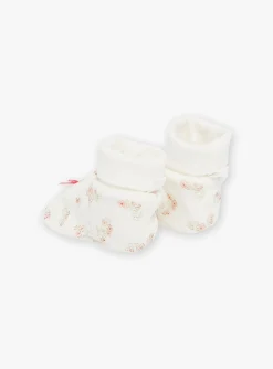 Hat, Mittens-Sergent Major Ecru velvet birth slippers