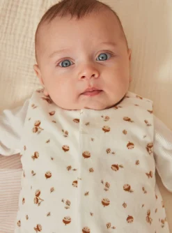 Suits And Ensembles-Sergent Major Ecru velvet romper and vest in organic cotton and recycled polyester