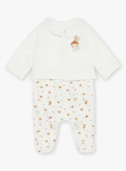 Suits And Ensembles-Sergent Major Ecru velvet romper and vest in organic cotton and recycled polyester