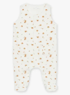 Suits And Ensembles-Sergent Major Ecru velvet romper and vest in organic cotton and recycled polyester