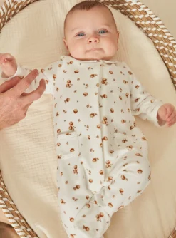 Baby Jumpsuits-Sergent Major Ecru velvet romper in organic cotton and recycled polyester