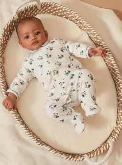 Baby Jumpsuits-Sergent Major Ecru velvet romper in organic cotton and recycled polyester