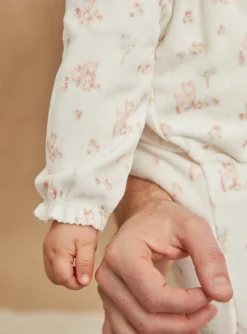 Baby Jumpsuits-Sergent Major Ecru velvet romper in organic cotton and recycled polyester