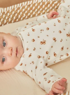 Baby Jumpsuits-Sergent Major Ecru velvet romper in organic cotton and recycled polyester
