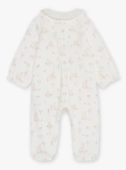 Baby Jumpsuits-Sergent Major Ecru velvet romper in organic cotton and recycled polyester