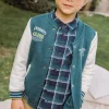 Knitwear, Sweater, Cardigan-Sergent Major Emerald green and ecru teddy