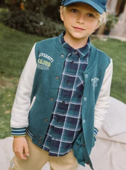 Knitwear, Sweater, Cardigan-Sergent Major Emerald green and ecru teddy