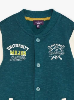 Knitwear, Sweater, Cardigan-Sergent Major Emerald green and ecru teddy
