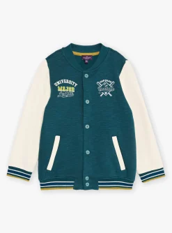 Knitwear, Sweater, Cardigan-Sergent Major Emerald green and ecru teddy