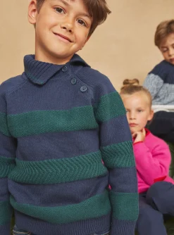 Knitwear, Sweater, Cardigan-Sergent Major Emerald green and navy blue sweater in fancy knitwear