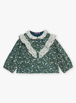 T-shirts & Shirts | T-shirts & Shirts-Sergent Major Emerald green blouse with floral print