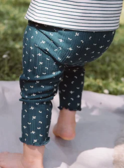 Trousers, Jeans | Trousers, Jeans-Sergent Major Emerald green ribbed leggings with floral print