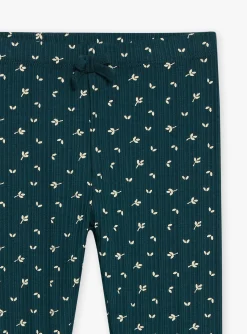 Trousers, Jeans | Trousers, Jeans-Sergent Major Emerald green ribbed leggings with floral print
