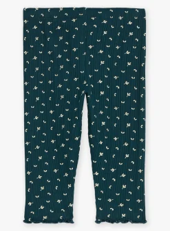 Trousers, Jeans | Trousers, Jeans-Sergent Major Emerald green ribbed leggings with floral print