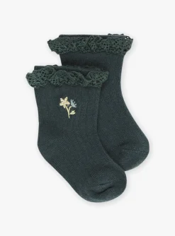 Socks & Tights | Socks & Tights-Sergent Major Emerald green ribbed socks