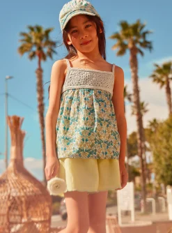 Shirt, T-shirt-Sergent Major Floral Lace Green Tank Top