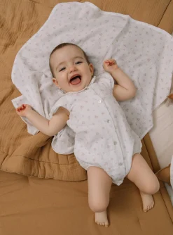 Sponge Tips, Nappies & Bibs-Sergent Major Flowered print vanilla diaper in double cotton gauze