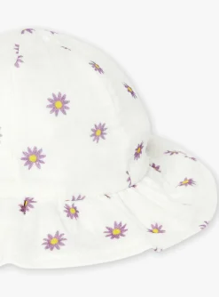 Hat, Headband, Scarf | Hat, Headband, Scarf-Sergent Major Flower-print ecru bob in cotton gauze