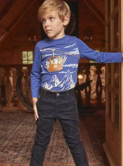 T-shirt, Polo Shirt-Sergent Major Glacier blue T-shirt with mountain and gondola motifs