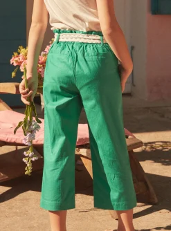 Trousers, Jeans And Legging-Sergent Major Green poplin flowing pants