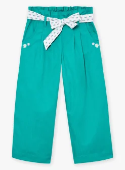 Trousers, Jeans And Legging-Sergent Major Green poplin flowing pants
