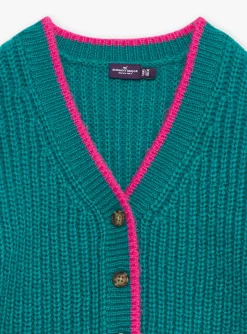Knitwear, Sweater, Cardigan-Sergent Major Green ribbed cardigan