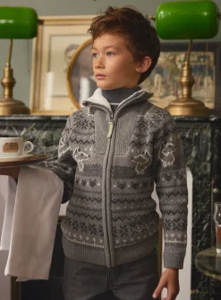 Knitwear, Sweater, Cardigan-Sergent Major Grey KIDS CARDIGAN