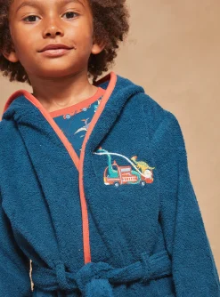 Pajamas-Sergent Major Hooded petrol blue terry bathrobe