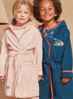 Pajamas-Sergent Major Hooded petrol blue terry bathrobe