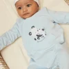 Baby Jumpsuits-Sergent Major Ice blue velvet romper in organic cotton and recycled polyester