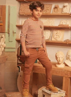 T-shirt, Polo Shirt-Sergent Major Light brown TEE SHIRT LS