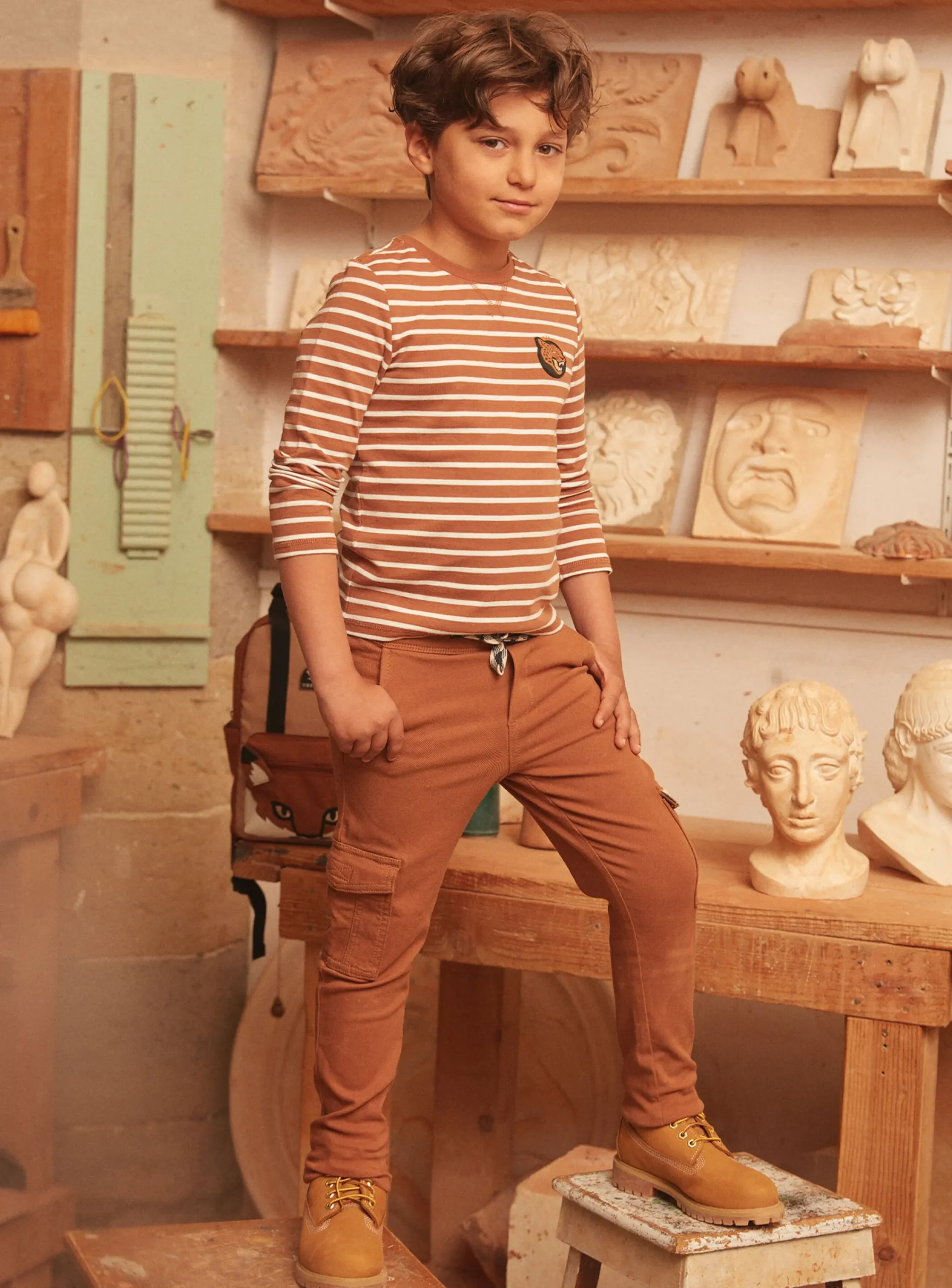 T-shirt, Polo Shirt-Sergent Major Light brown TEE SHIRT LS