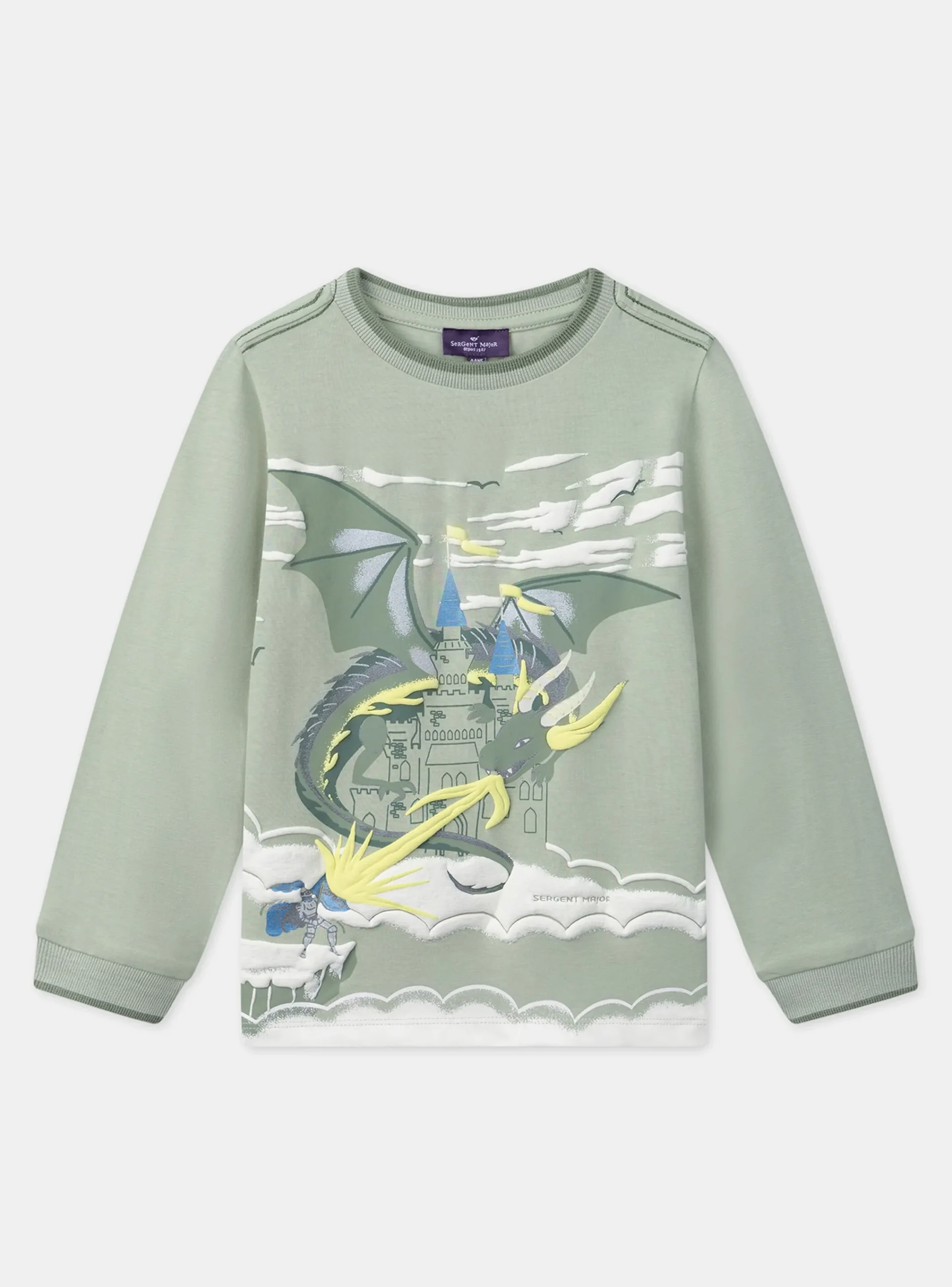 T-shirt, Polo Shirt-Sergent Major Light green TEE SHIRT LS