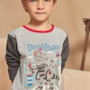 Pajamas-Sergent Major Mottled grey pyjamas in brushed fleece and jersey