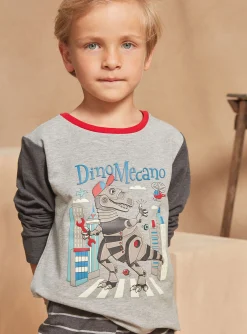 Pajamas-Sergent Major Mottled grey pyjamas in brushed fleece and jersey