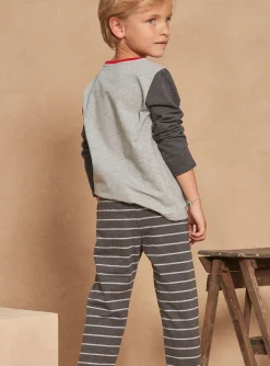 Pajamas-Sergent Major Mottled grey pyjamas in brushed fleece and jersey