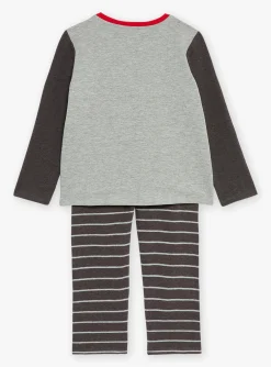 Pajamas-Sergent Major Mottled grey pyjamas in brushed fleece and jersey