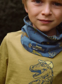 T-shirt, Polo Shirt-Sergent Major Mustard yellow T-shirt with dinosaur motif