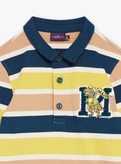 T-shirt, Polo Shirt-Sergent Major Navy, beige and green striped polo shirt