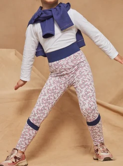Trousers, Jeans And Legging-Sergent Major Navy blue and lilac floral print leggings