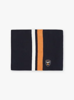 Beany, Scarf & Gloves-Sergent Major Navy blue and orange knitted snood