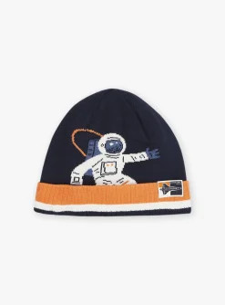 Beany, Scarf & Gloves-Sergent Major Navy blue and orange knitted hat
