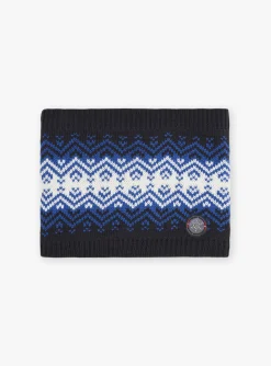Beany, Scarf & Gloves-Sergent Major Navy blue and white knitted snood