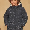 Coat, Parka, Jacket-Sergent Major Navy blue hooded down jacket with solar system print