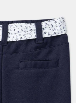 Trousers, Jeans | Trousers, Jeans-Sergent Major Navy blue pants with floral print belt
